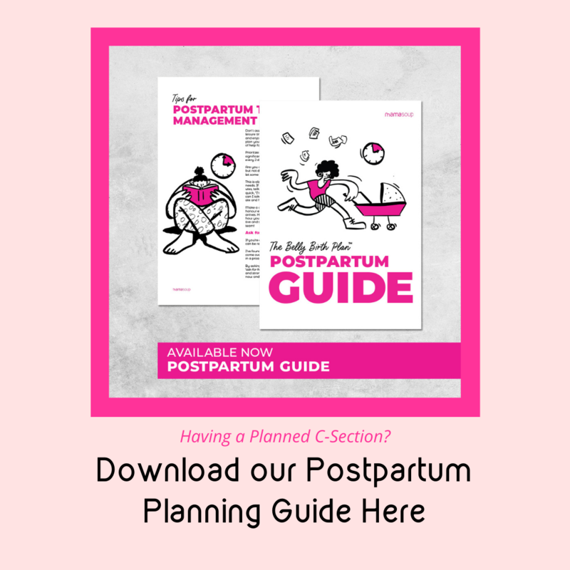 Mamasoup's Postpartum Planning Guide reduces overwhelm of recovering from a cesarea at home